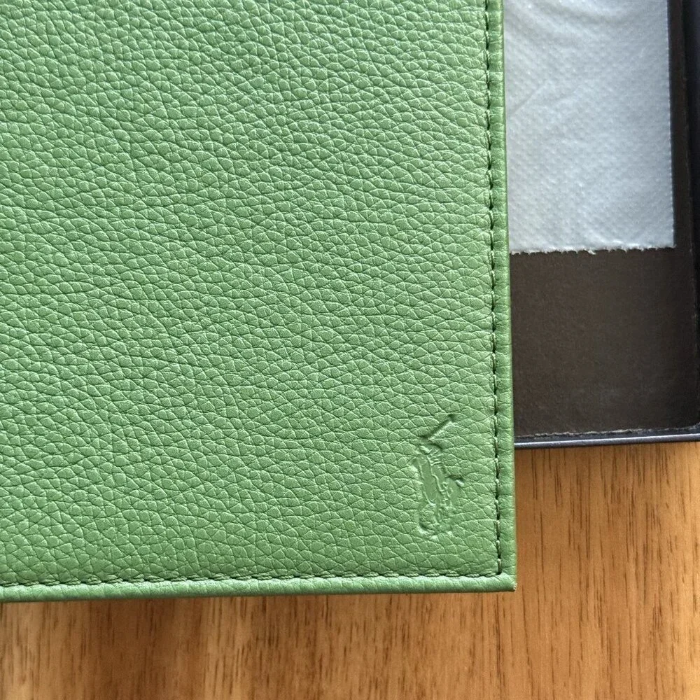 Polo Ralph Lauren Leather Green Case For Ipad Or Tablet Media Case‎ Embossed NWT